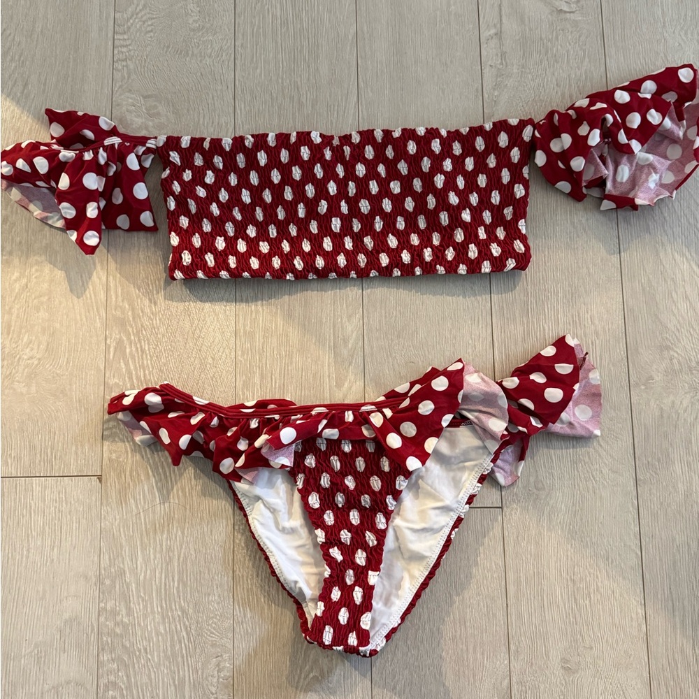 Tularosa Red Polka Dot Bikini Set